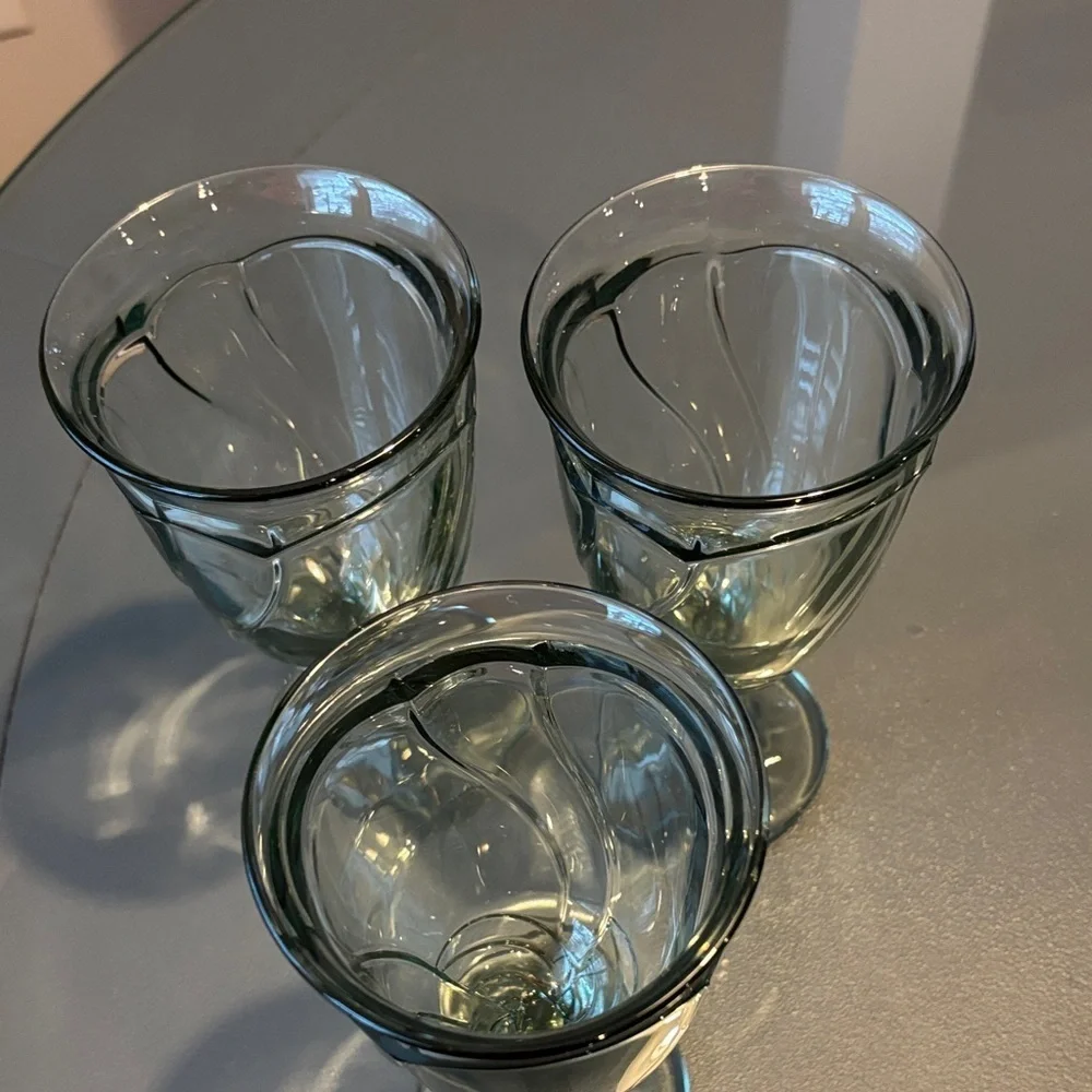 Vintage Noritake Elegant Green Glass Goblet Set - Clear/green set of 3